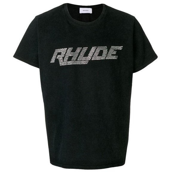 RHUDE rhinestone logo crew neck T-shirt worn once